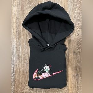 Nezeko swoosh black hoodie demon slayer